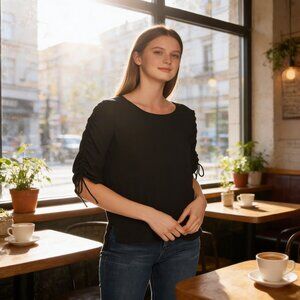 1.STATE Women's  Ruched-Sleeve Top, Size Small